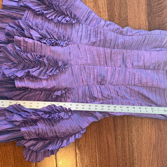Jessica McClintock Violet Purple Iridescent Ruffled Strapless Party Dress Sz 10 - Picture 13 of 16